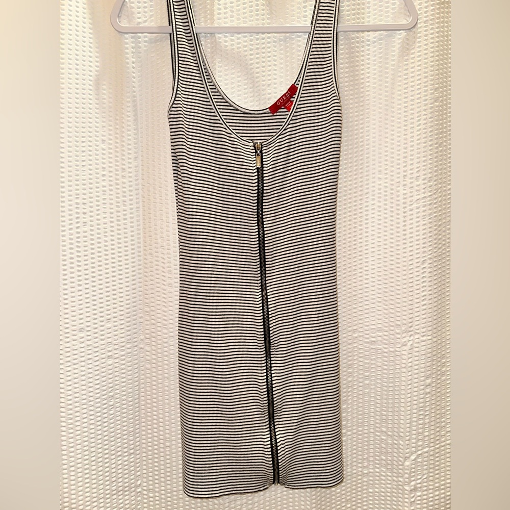 Guess black & white striped maxi dress